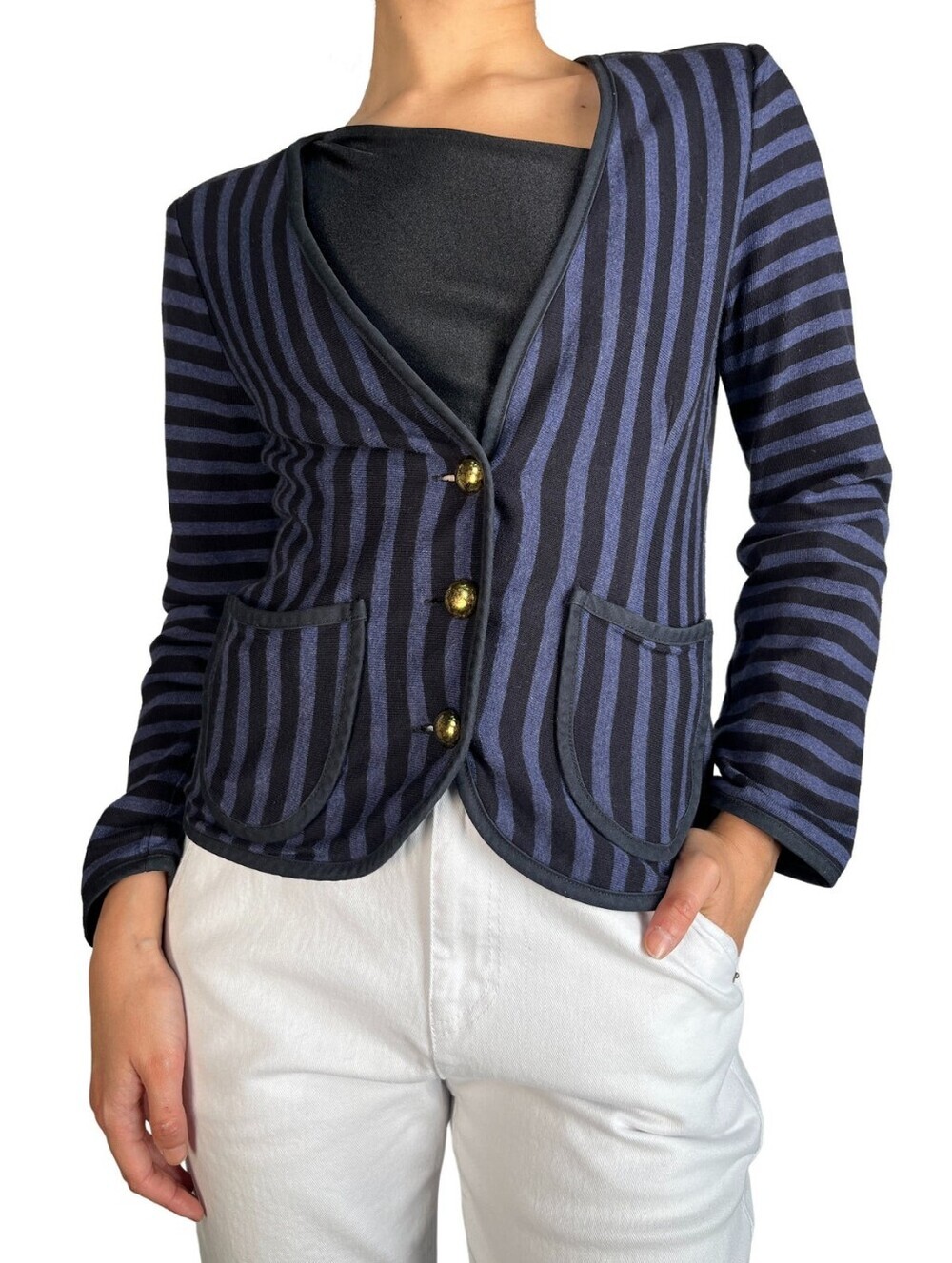 Marc by Marc Jacobs Striped Knit Blazer / Cardigan Jacket blue Large